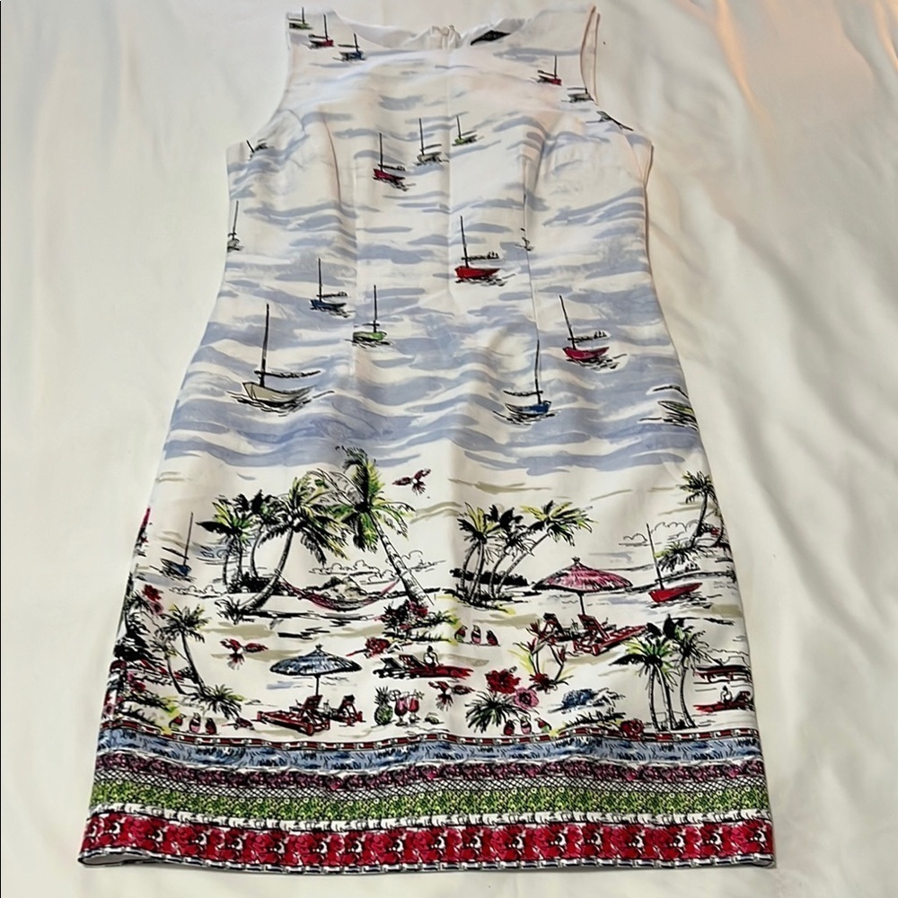 Madison Leigh Sleeveless Shift Tropical Print Dress